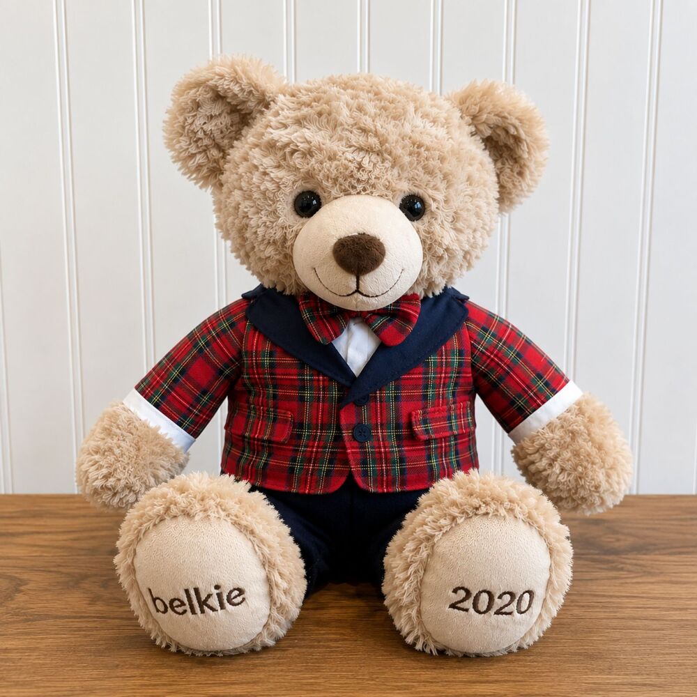 Belk 2020 Christmas Teddy Bear Red Plaid Plush | Holiday Keepsake Stuffed Animal